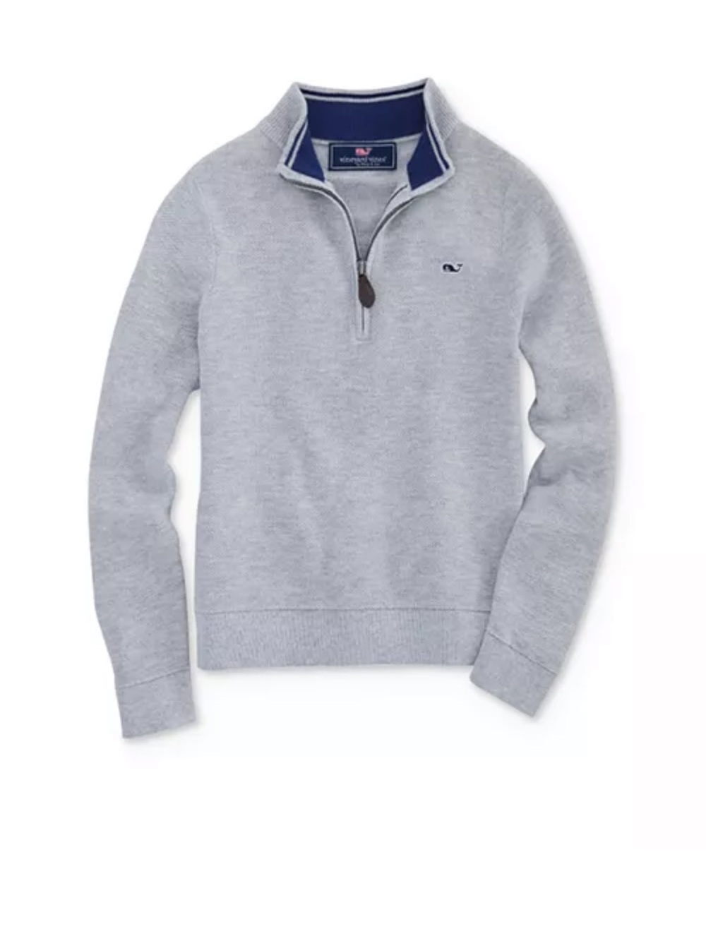 Vineyard Vines Boys Gray Half-Zip Pullover with Navy Trim